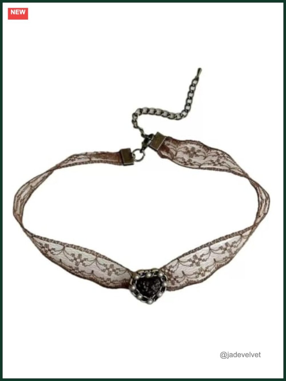 Vintage Lace Choker Necklace Set Pearl Heart Pendant Gothic Steampunk Adjustable